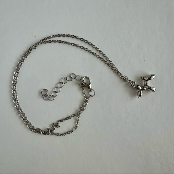 Balloon Dog Necklace Pendant w 17” Silver Adjustable Chain, Koons - Picture 5 of 7